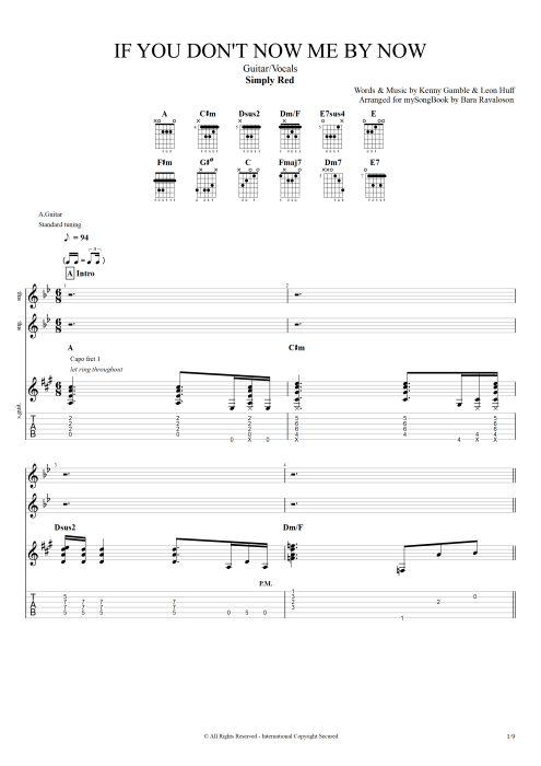 If You Don't Know Me by Now Simply Red guitar pro tab Full Score Guitarra y voz mysongbook