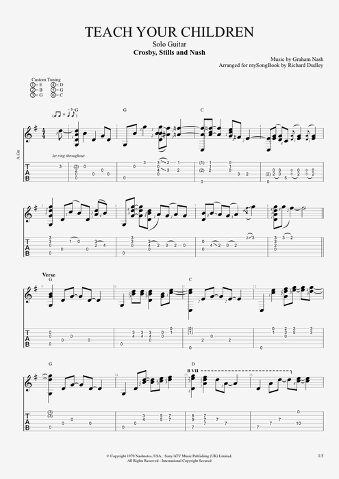 Teach Your Children Crosby, Stills, Nash & Young guitar pro tab Solo Guitar Guitarra solo nivel intermedio mysongbook