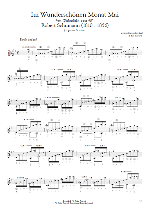 Im Wunderschönen Monat Mai Robert Schumann guitar pro tab AGuitar Guitarra y voz mysongbook