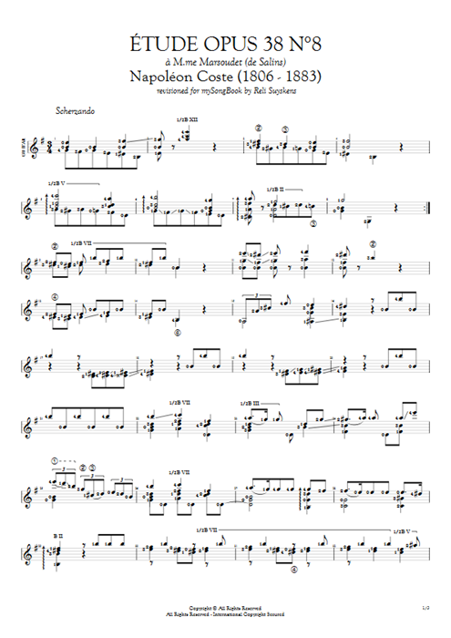 Etude Op.38 n°8 Napoléon Coste guitar pro tab AGuitar Solo Guitar mysongbook