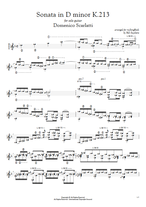 Sonata in D Minor K.213 Domenico Scarlatti guitar pro tab AGuitar Guitare seule mysongbook