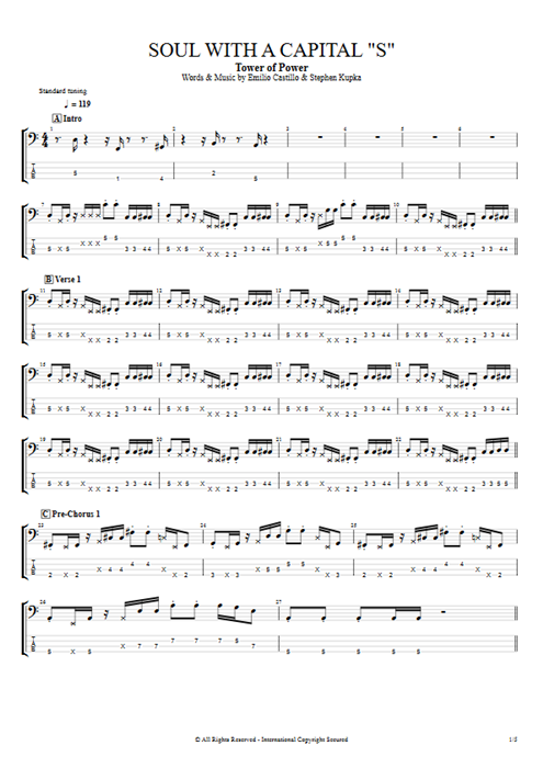 Soul With A Capital "S" Tower of Power guitar pro tab EBass Basse par Play Guitar Hits mysongbook