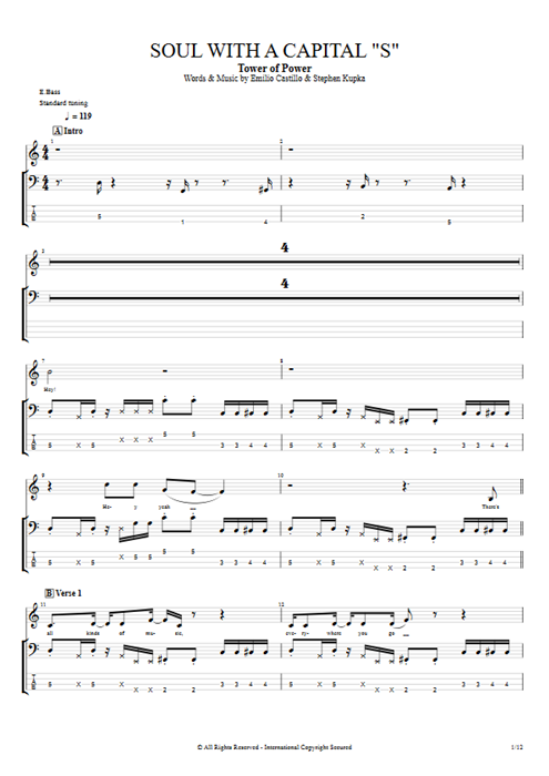 Soul With A Capital "S" Tower of Power guitar pro tab Full Score Basse par Play Guitar Hits mysongbook