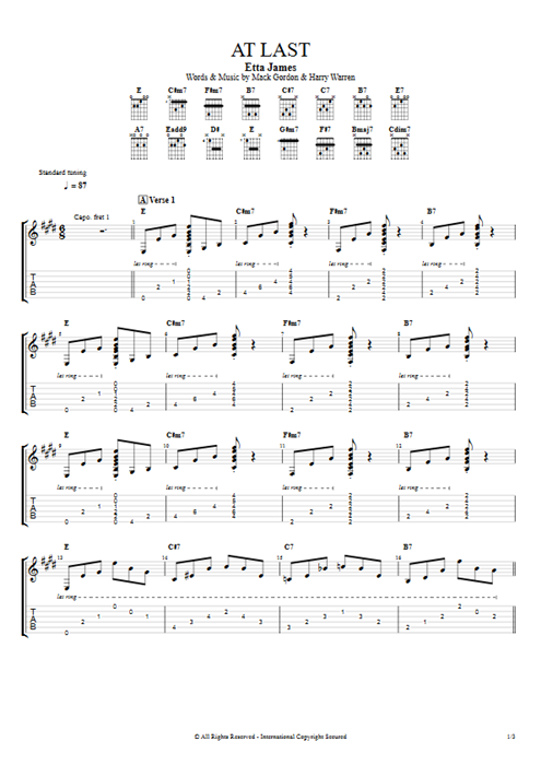 At Last Etta James guitar pro tab AGuitar Guitar by Play Guitar Hits mysongbook