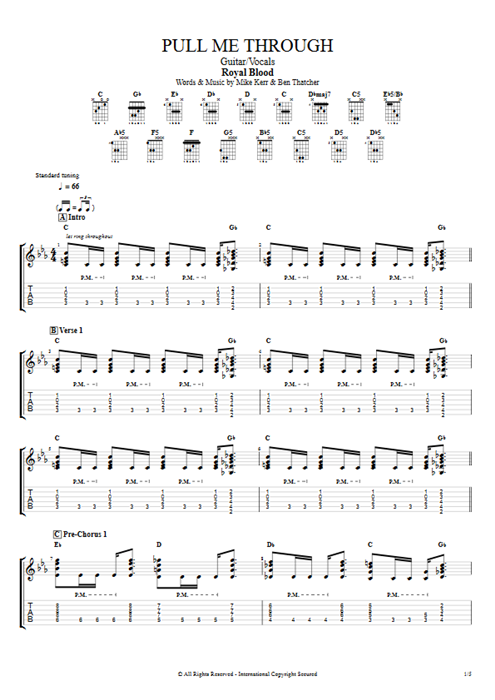 Pull Me Through Royal Blood guitar pro tab AGuitar Guitare et voix mysongbook
