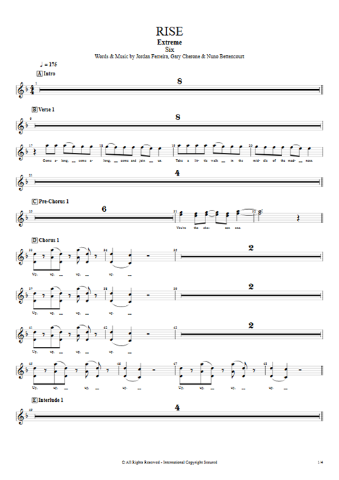 Rise Extreme guitar pro tab BackVoc Full Score mysongbook
