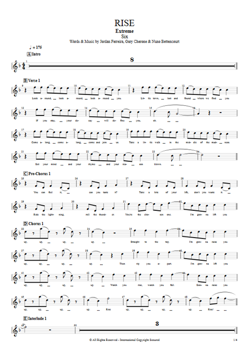 Rise Extreme guitar pro tab Vocals Guitars, Bass & Backing Track mysongbook
