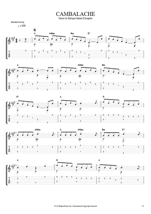 Cambalache Enrique Santos Discépolo guitar pro tab AGuitar Solo Guitar mysongbook