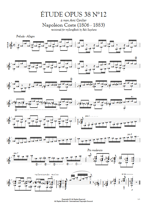 Etude Op.38 n°12 Napoléon Coste guitar pro tab AGuitar Solo Guitar mysongbook