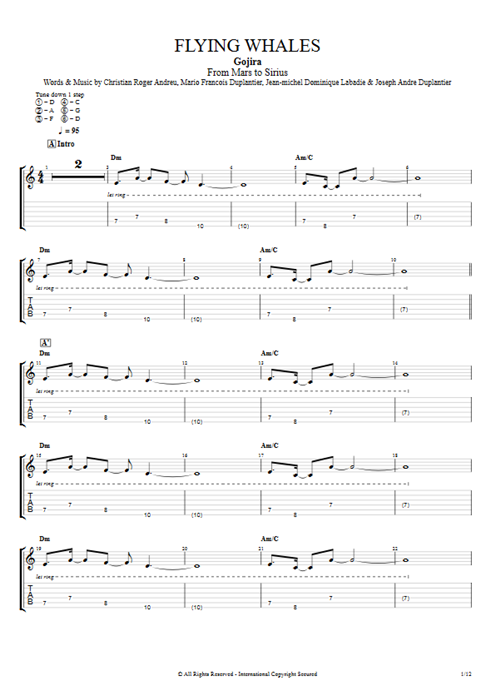 Flying Whales Gojira guitar pro tab EGuitarI Full Score mysongbook