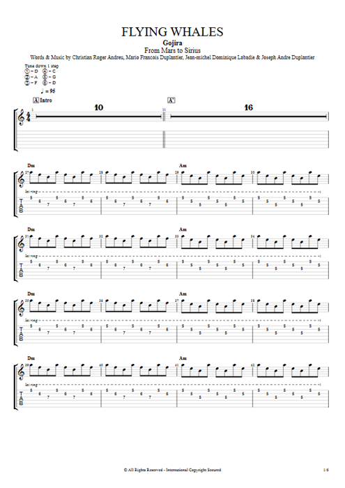 Flying Whales Gojira guitar pro tab EGuitarIV Full Score mysongbook