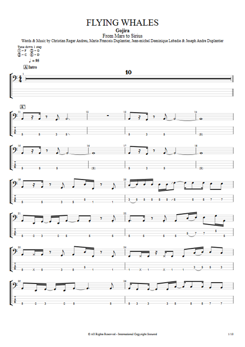 Flying Whales Gojira guitar pro tab EBass Full Score mysongbook