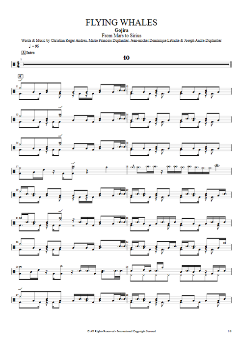 Flying Whales Gojira guitar pro tab Drums Full Score mysongbook