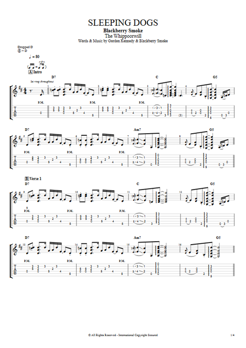 Sleeping Dogs Blackberry Smoke guitar pro tab EGuitarI Full Score mysongbook