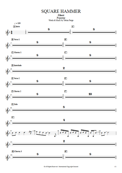 Square Hammer Ghost guitar pro tab LeadSynth Full Score mysongbook