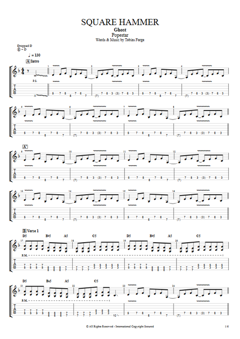 Square Hammer Ghost guitar pro tab EGuitarI Guitars, Bass & Backing Track mysongbook