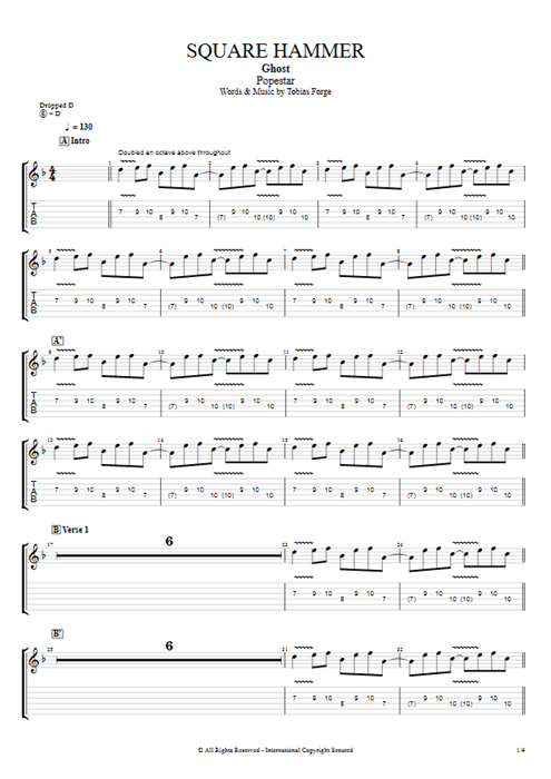 Square Hammer Ghost guitar pro tab EGuitarIII Guitars, Bass & Backing Track mysongbook