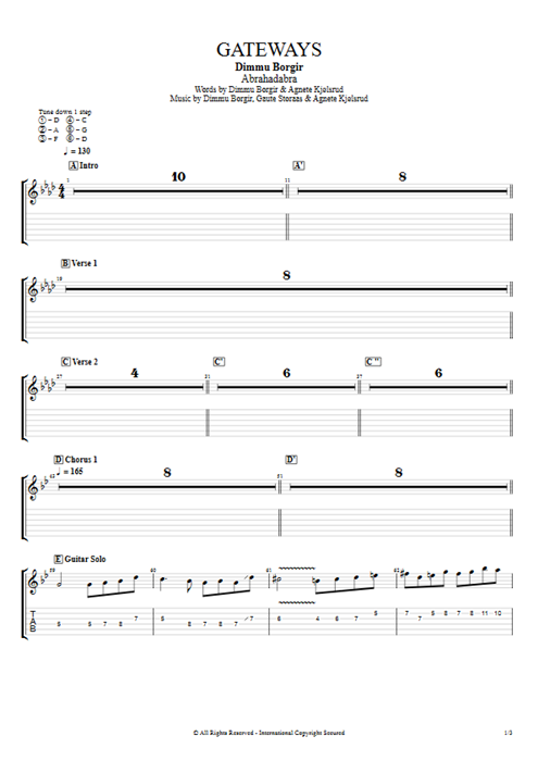 Gateways Dimmu Borgir guitar pro tab EGuitarIV Full Score mysongbook