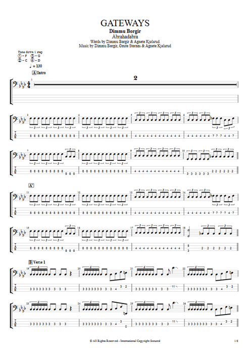 Gateways Dimmu Borgir guitar pro tab EBass Full Score mysongbook