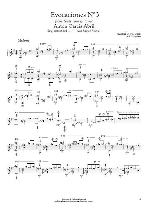 Evocaciones N°3 Antón García Abril guitar pro tab AGuitar Guitare seule mysongbook