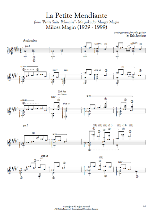 La Petite Mendiante Milosz Magin guitar pro tab AGuitar Guitarra solo mysongbook