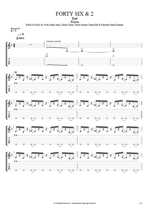 Forty Six & 2 Tool guitar pro tab EGuitarI Full Score mysongbook