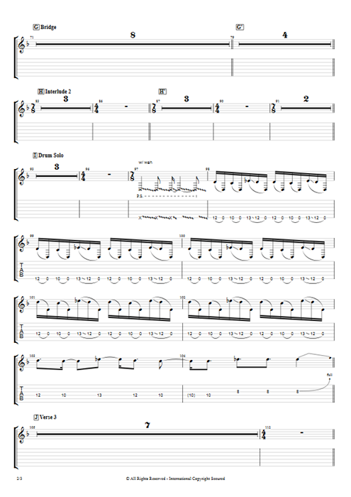 Forty Six & 2 Tool guitar pro tab EGuitarII Full Score mysongbook