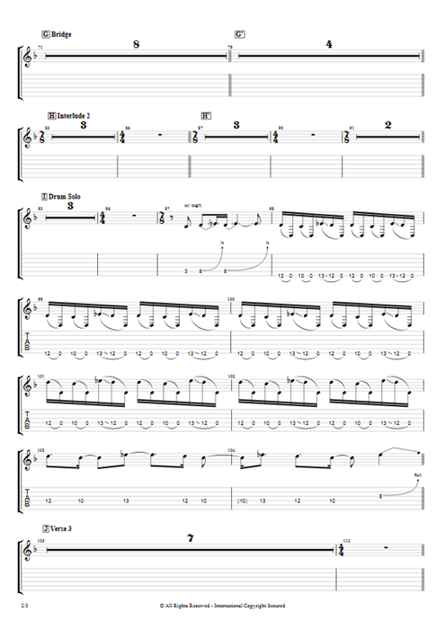 Forty Six & 2 Tool guitar pro tab EGuitarIII Full Score mysongbook