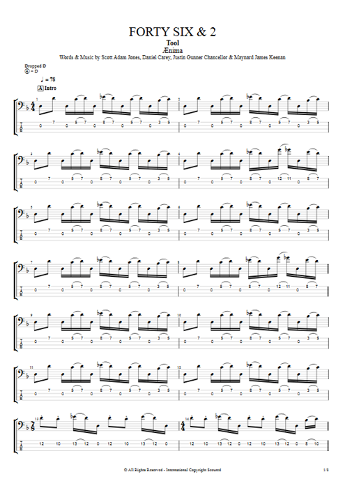 Forty Six & 2 Tool guitar pro tab EBass Full Score mysongbook