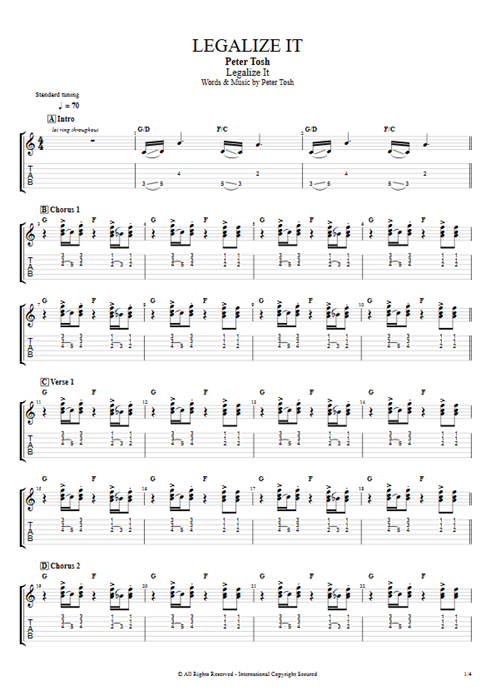 Legalize It Peter Tosh guitar pro tab EGuitarI Full Score mysongbook