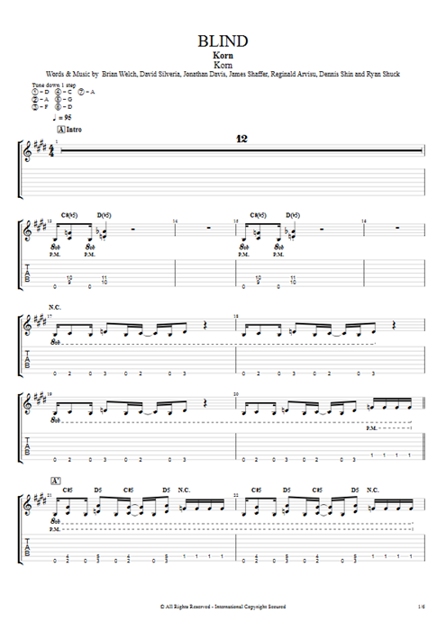 Blind Korn guitar pro tab EGuitarII Full Score mysongbook