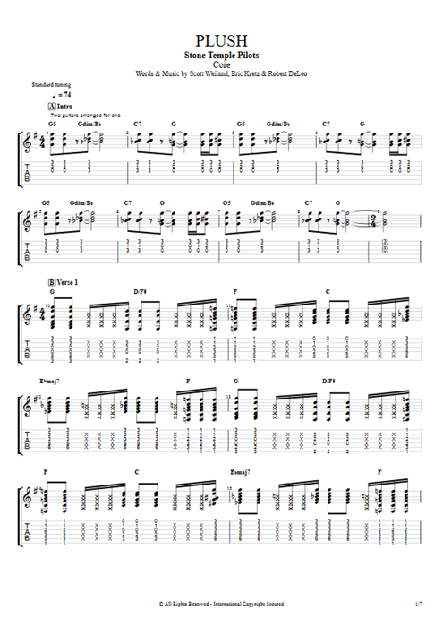 Plush Stone Temple Pilots guitar pro tab EGuitarI Guitars, Bass & Backing Track mysongbook