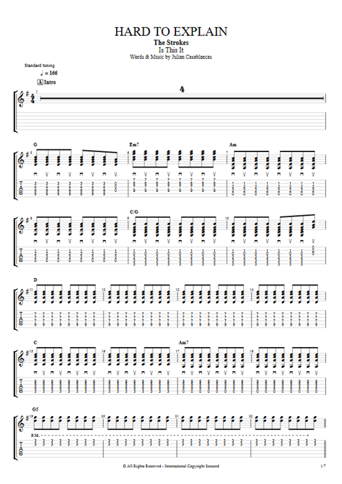 Hard to Explain The Strokes guitar pro tab EGuitarI Full Score mysongbook