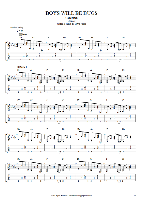 Boys Will Be Bugs Cavetown guitar pro tab AGuitarII Full Score mysongbook