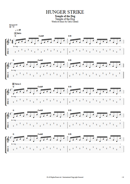 Hunger Strike Temple of the Dog guitar pro tab EGuitarI Full Score mysongbook