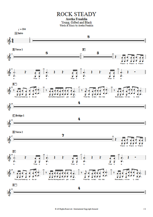 Rock Steady Aretha Franklin guitar pro tab BackVoc Full Score mysongbook