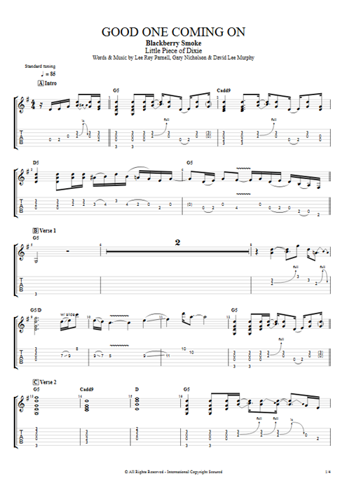 Good One Coming On Blackberry Smoke guitar pro tab EGuitarII Guitars, Bass & Backing Track mysongbook