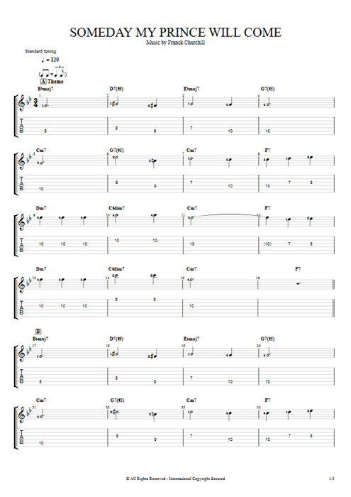 Someday My Prince Will Come Franck Churchill guitar pro tab EGuitarI Guitars, Bass & Backing Track mysongbook
