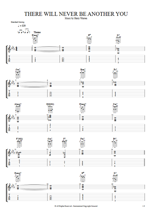 There Will Never Be Another You Harry Warren guitar pro tab EGuitarII Guitars, Bass & Backing Track mysongbook