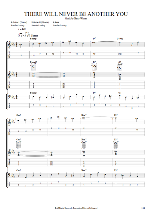 There Will Never Be Another You Harry Warren guitar pro tab Full Score Guitars, Bass & Backing Track mysongbook