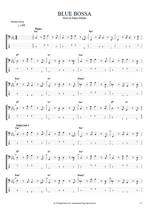 Blue Bossa Kenny Dorham guitar pro tab EBass Guitars, Bass & Backing Track mysongbook
