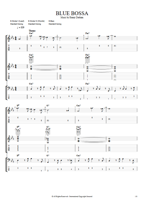 Blue Bossa Kenny Dorham guitar pro tab Full Score Guitars, Bass & Backing Track mysongbook