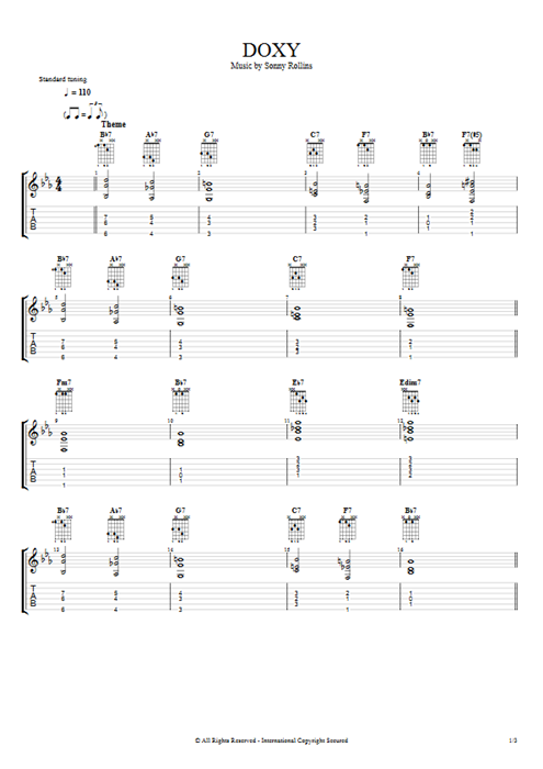 Doxy Sonny Rollins guitar pro tab EGuitarII Guitars, Bass & Backing Track mysongbook