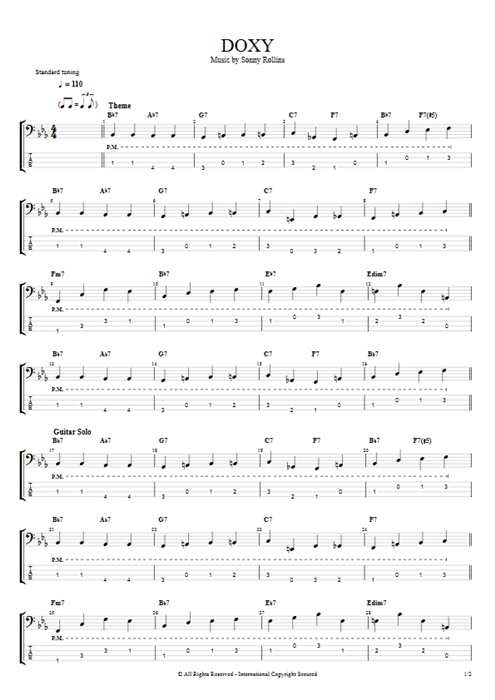 Doxy Sonny Rollins guitar pro tab EBass Guitars, Bass & Backing Track mysongbook