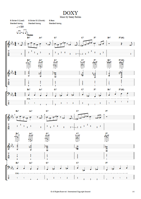 Doxy Sonny Rollins guitar pro tab Full Score Guitars, Bass & Backing Track mysongbook