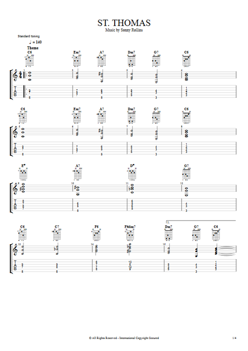 St. Thomas Sonny Rollins guitar pro tab EGuitarII Guitars, Bass & Backing Track mysongbook