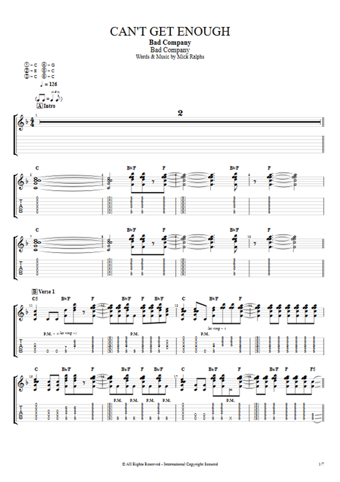 Can't Get Enough Bad Company guitar pro tab EGuitarI Full Score mysongbook