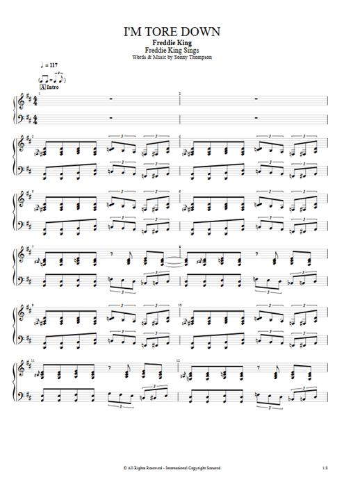 I'm Tore Down Freddie King guitar pro tab APiano Full Score mysongbook