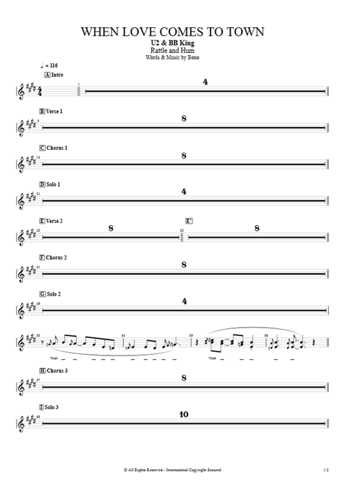 When Love Comes to Town U2 guitar pro tab BackVoc Full Score mysongbook