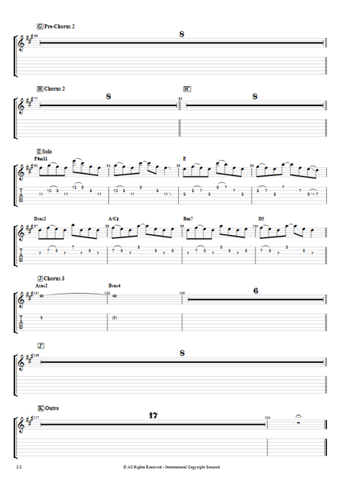 Under You Foo Fighters guitar pro tab EGuitarIII Full Score mysongbook